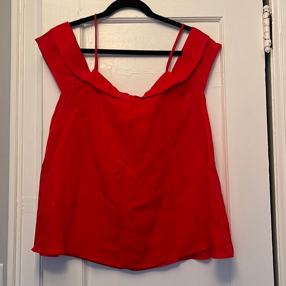Anthropologie Paper Crown off the shoulder orange top